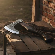 Custom Handmade Engraved High Carbon Steel Viking Axe Bearded Camping Battle Axe