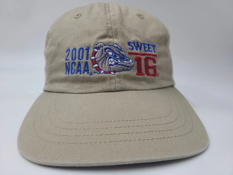 Vintage Gonzaga University Bulldogs 2001 Sweet 16 Strapback Hat Cap NCAA Beige - Image 2 of 4