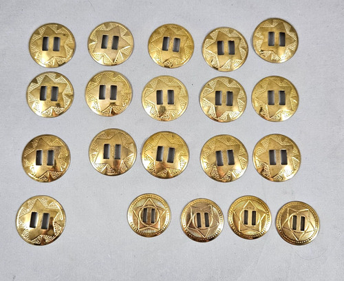20 Western Saddle Brass Colored Star Round Slotted Conchos Leather Craft Vintage