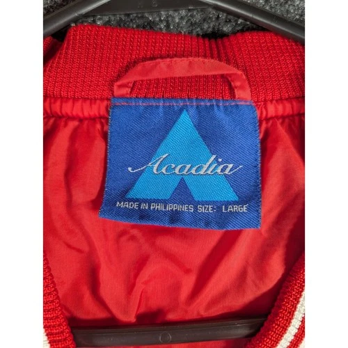 VTG Acadia Marine Corps League Men's Red Nylon Pullover Windbreaker Jacket L image 3