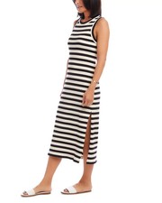NEW KAREN KANE NAVY BLUE WHITE STIPES VISCOSE MIDI SHEATH DRESS SIZE XL $159