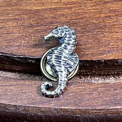 Vtg Silver Tone Seahorse Lapel Pin Tie Tack Nautical Marine Life Beach Jewelry