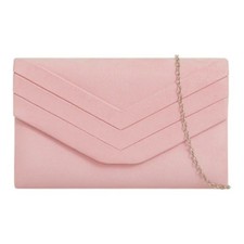 Ladies Suede Envelope Clutch Bag Foldover Evening Wedding Bridal Party Prom Bag
