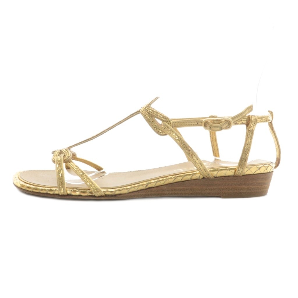 【shoes】CHANEL Python Leather Open Toe Sandals wit… - image 2