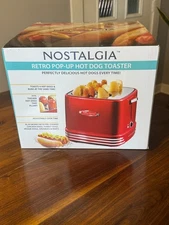 Nostalgia #RHDT800RETRORED Electric Pop-Up 4 Hot Dog/Bun Toaster Retro Red
