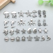 BULK 60Pcs Starfish Mermaid Loose Spacer Beads DIY Jewelry Making Antique Silver