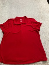Croft & Barrow Women Short Sleeve Classic Polo Shirt Red Size 2XL