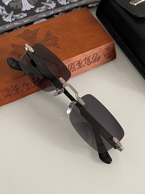 Chrome Hearts DEEP II Exclusive Rimless Sunglasses 57-21-151 Black/Silver