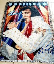 Vintage Elvis Presley Throw Blanket Tapestry American Legend USA 59"