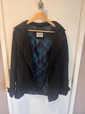 dELiA*s Vintage Y2K Women's Black Wool Pea Coat Double-Breasted Collared Short M