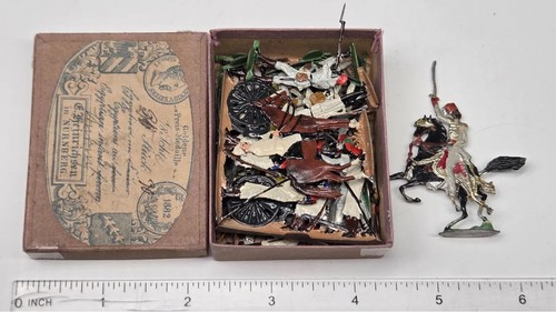 Antique Ernst Heinrichsen German Flat Soldiers Boxed Egyptian Infantry 1882 Rare