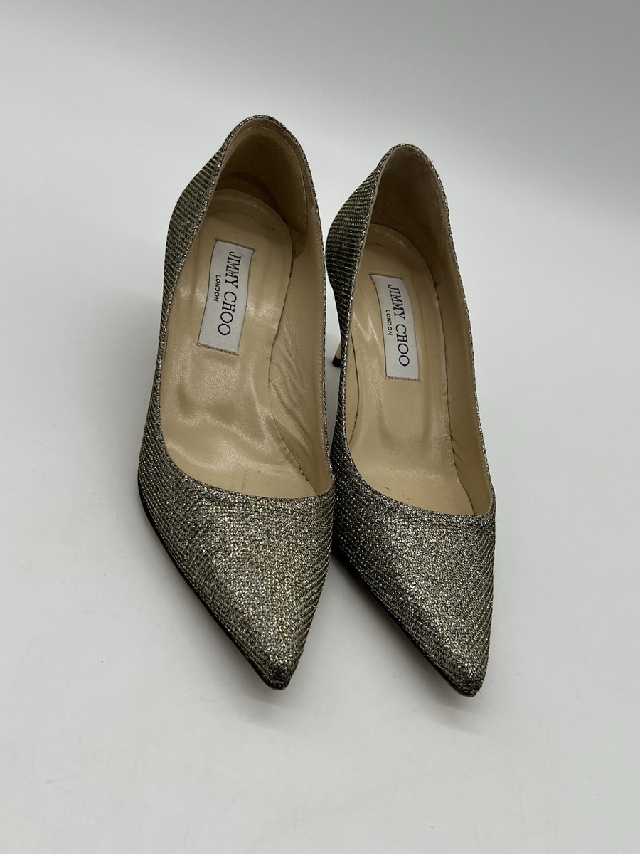 Jimmy Choo Lame Glitter Pointed Toe Womens 36 US 6 Pumps Light