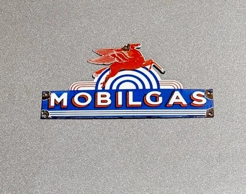 VINTAGE MOBIL PEGASUS GARGOYLE PORCELAIN SIGN CAR GAS TRUCK OIL MOTORCYCLE