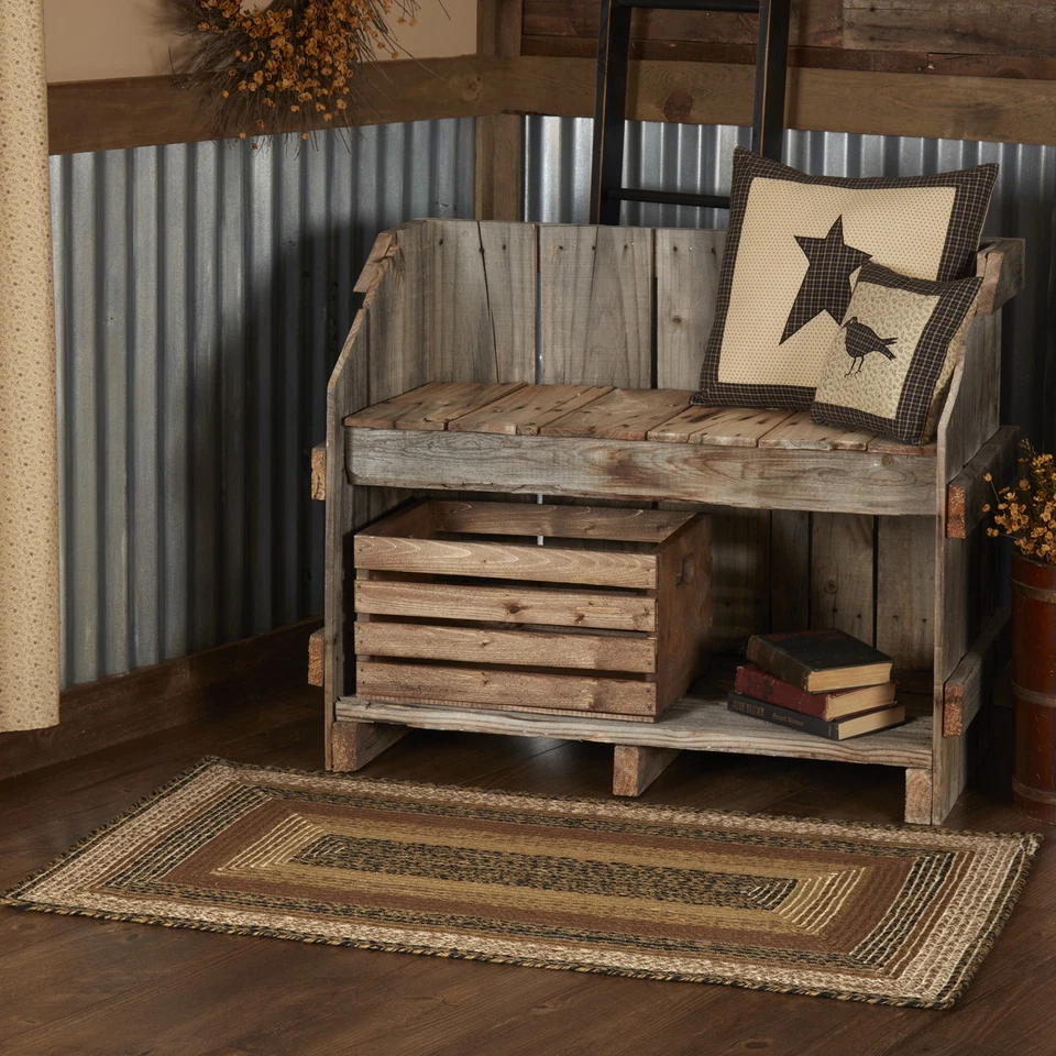 Tapete Accent Kettle Grove Juta Primitiva 27x48 Reto Sem Almofada Deslizante Piso Marcas VHC - Imagem 2 de 4