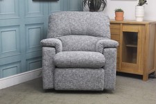 G PLAN CHLOE STATIC ARMCHAIR IN REMCO LIGHT SLATE FABRIC. RRP £985.