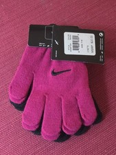 2 PAIRS Girls NIKE Knit Gloves Sz 7 - 16 Hot Pink Black 2 Sets NWT