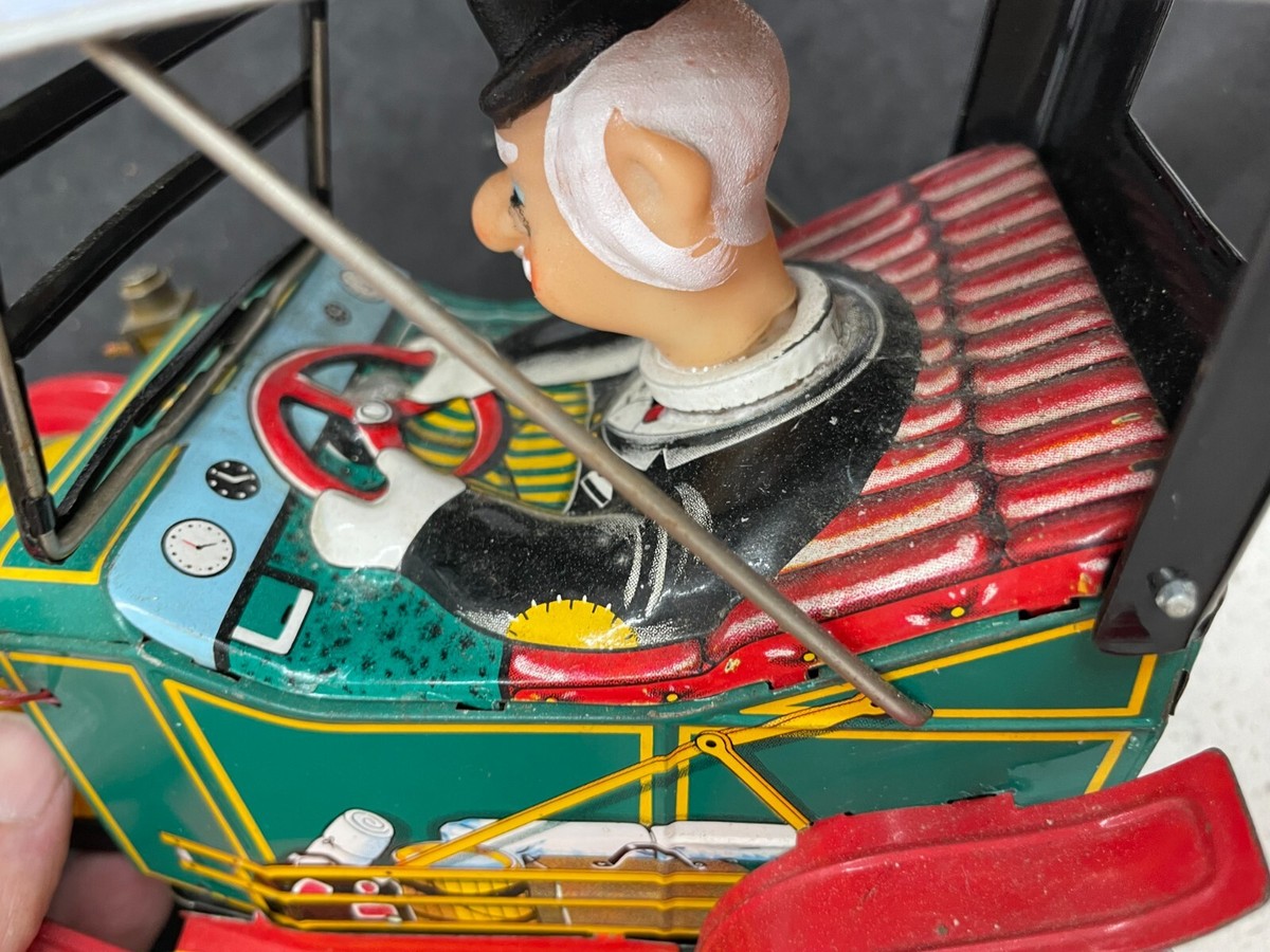 1960's Mystery Action Jalopy Tin Battery Operated Toy Car