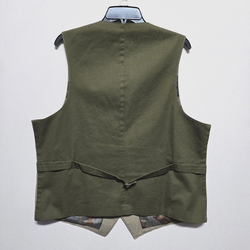 Patrick James gilet chino uomo GRANDE bottoni tasche anteriori cravatta foderato dietro - Foto 8 di 8