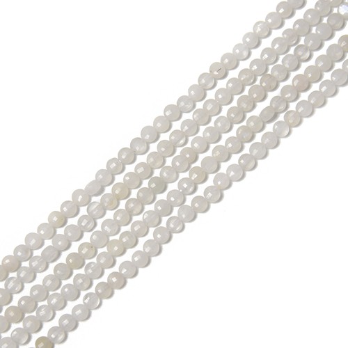 White Rainbow Moonstone Faceted Flat Coin Beads 4mm 15.5" Strand - Picture 2 of 3