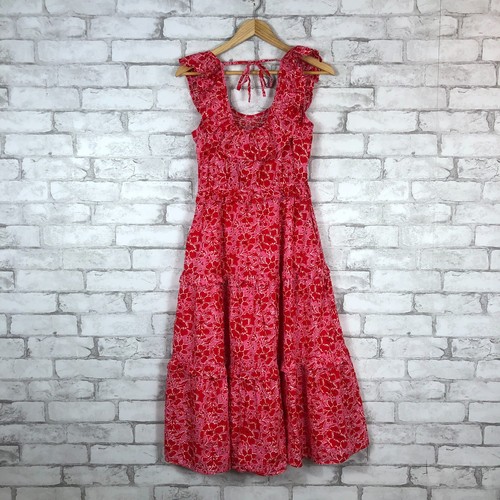J.Crew Factory NEW Women's Pink Printed Floral Ruffle Midi Dress sz 4 BZ795 - Picture 2 of 6