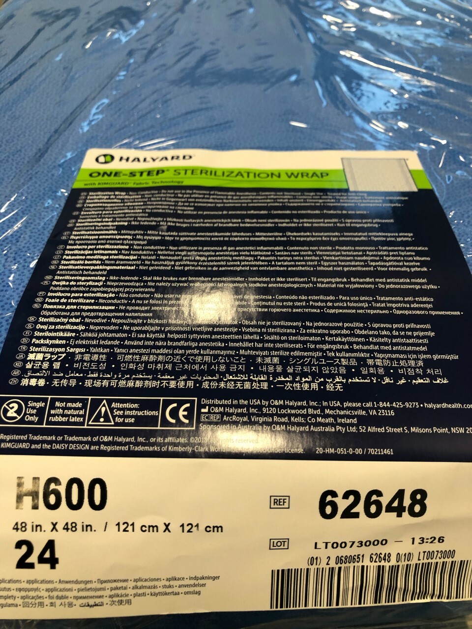 *24Pieces* Halyard Health H600 OneStep 30" x 30" Sterilization Wrap