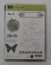 Stampin' Up UnMounted Rubber Stamp Set CREATIVE ELEMENTS Flower Floral Butterfly