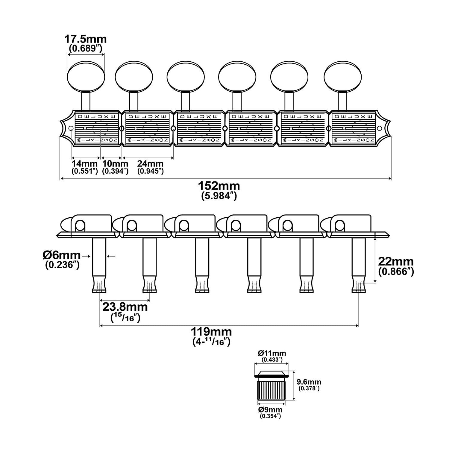 Wilkinson Guitar Tuning Pegs Deluxe 6 Inline Vintage Tuners with Slotted Post 726228069680 eBay