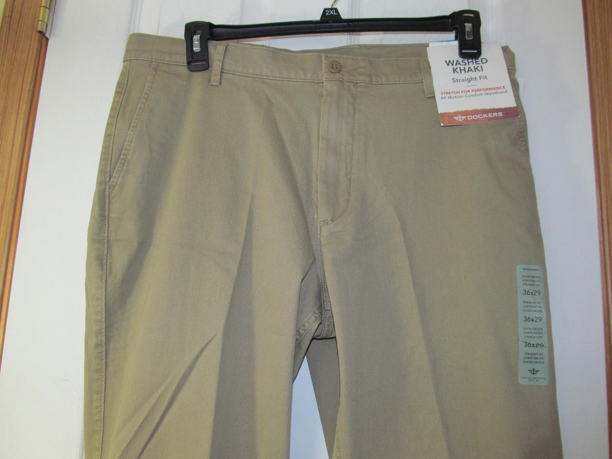 NWT DOCKERS WASHED KHAKI STRAIGHT FIT COMFORT WAISTBAND PANTS W 36