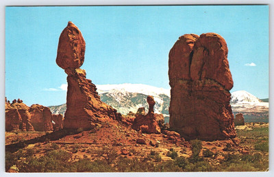 Postcard UT Balanced Rock Sandstone Arches National Monument View Moab Utah