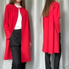 Maria Pinto M2057 Peefer Red Long Sleeve Midi Trench Coat Xs
