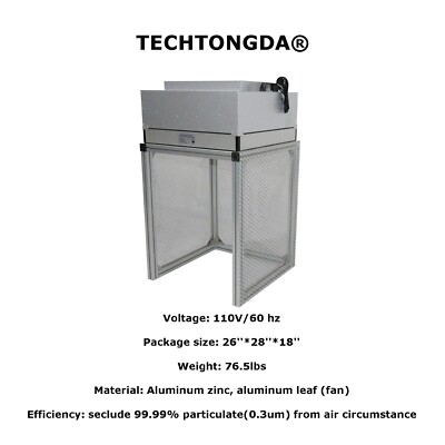 110V Single Dust Free Room Workshop Hood Bench Air Flow Keep Clean Workstation