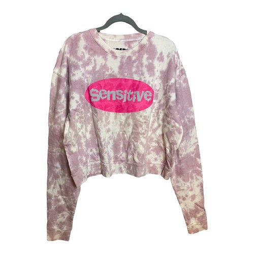 By Samii Ryan Purple and White Tie Dye Long Sleeve Crew Neck Cropped Sweatshirt - Picture 2 of 8