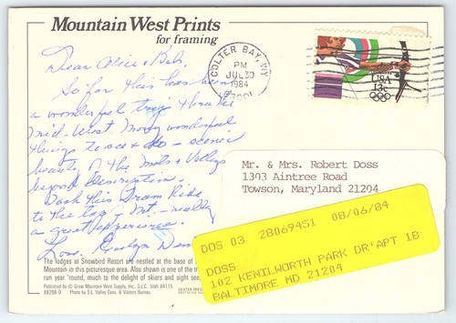 Postcard The Lodges at Snowbird Resort Base of Snowbird Mountain Utah c1984 - Picture 2 of 2