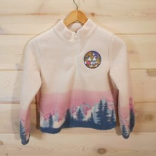 Disney Mickey  Minnie Mouse Youth size L 10/12 Fleece Sweatshirt 1/2 Zip Pink