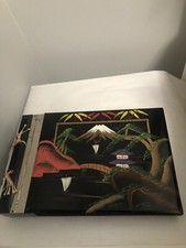 Vintage Japanese Black Lacquer Hand Painted Photo Album Book 14 1/2 x 9 1/2  