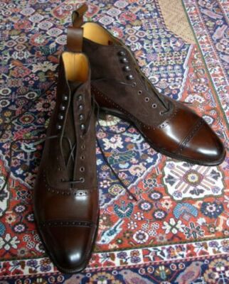 Handgefertigte Herren Cap Toe hoher Knöchel zweifarbig formelle Freizeitstiefel