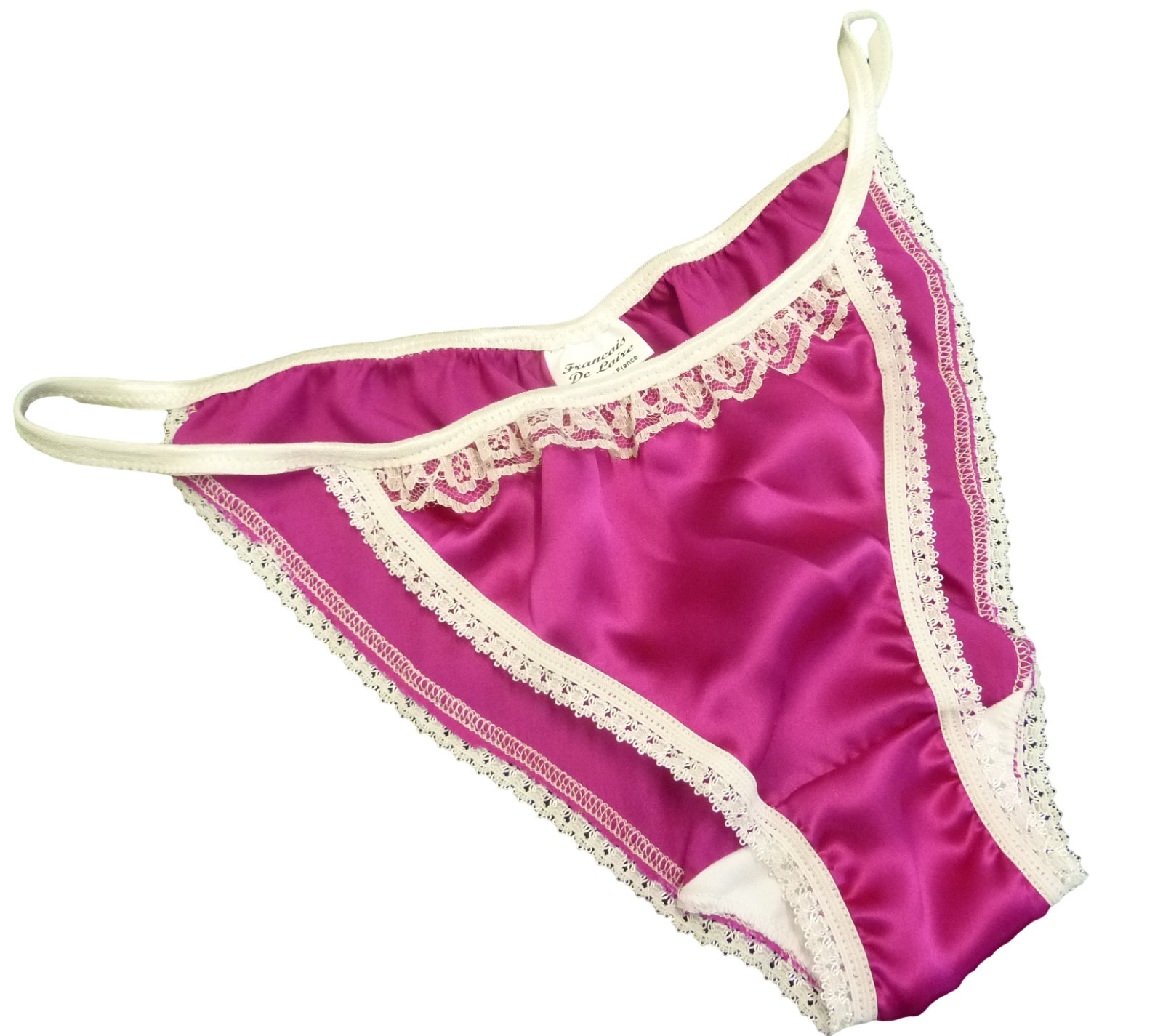 2 Shiny SATIN TANGA string bikini brief PINK &TURQUOISE Ivory Lace SIZES XS-XXL 