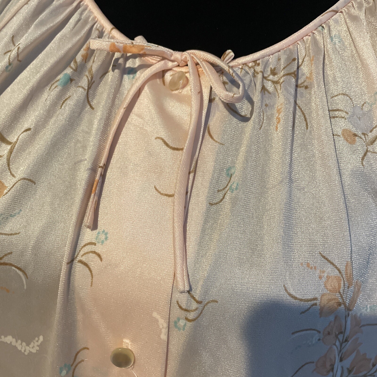 Komar Pink Floral Nightgown Button Front Housedre… - image 8