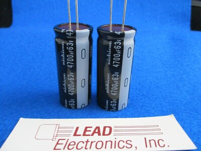 QTY 2 NICHICON 4700UF 63-VOLT RADIAL 105-DEG UVY1J472MRD 22MM X 50MM