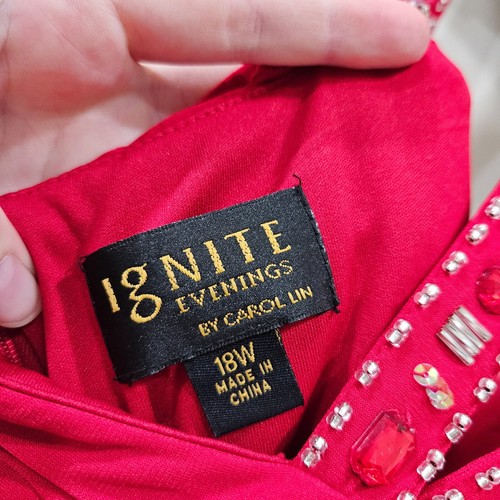 Ignite Evenings Womens Sequin Maxi Dress Plus Size 18W Red Embellished Cocktail - Picture 10 of 14