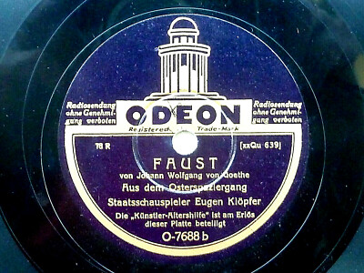 Eugen Klöpfer, Rezitation - FAUST, J.W. Goethe, Faust-Monolog, Schellack 78rpm