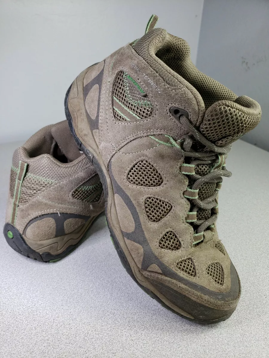 HI TEC Total Terrain Waterproof Hiking Boots Brown Green Womens