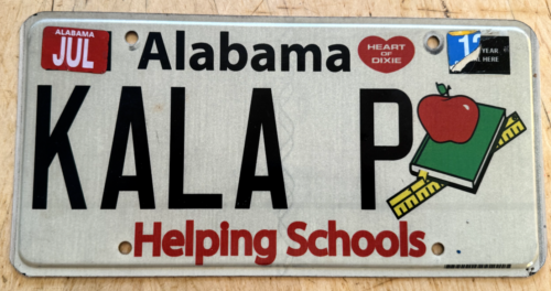 ALABAMA HELPING SCHOOLS VANITY LICENSE PLATE   " KALA P " PETERSON PORTER PETERS - Picture 1 of 1