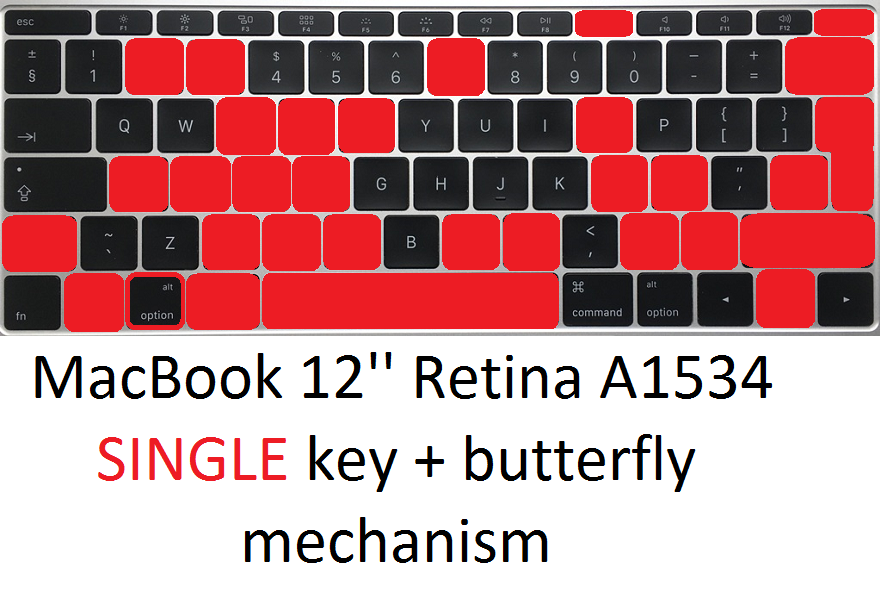 Single KEYBOARD KEYS + hinge mount for Apple MacBook A1534 A1706