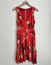 Free People Urban Outfitters women red floral ruffle sleeveless midi dress 2
