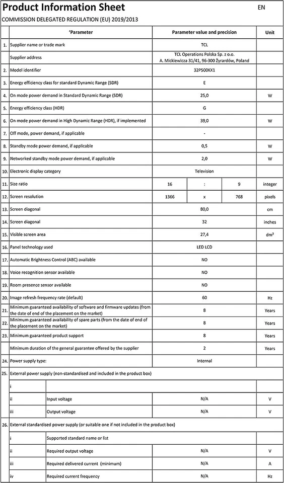 TCL 32P500K 32-Inch LED Smart Android TV HD, HDR, Micro Dimming Netflix, YouTube - Image 4 of 4