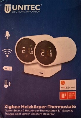 UNITEC Zigbee WiFi 2x Heizkörper-Thermostat Starterset  WLAN inkl. Gateway