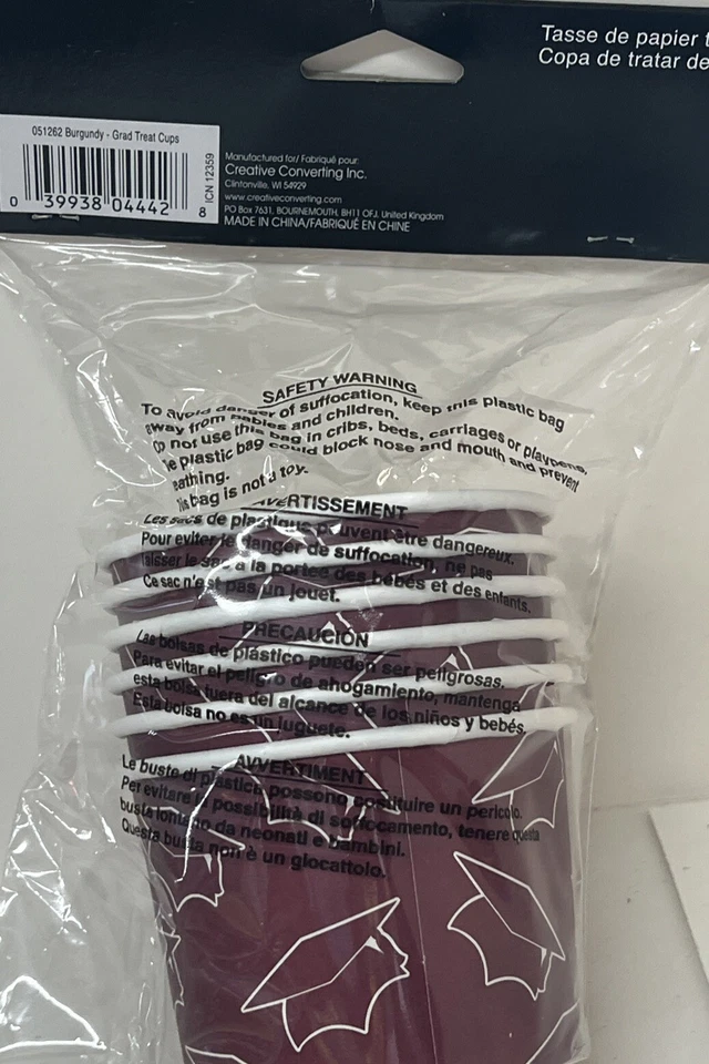 Burgundy Grad Paper Treat Cups – 6CT - Image 2 of 2