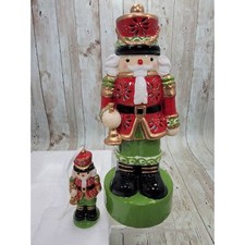12  Ceramic Light up Nutcracker Battery Operated X-mas Decor LED  Ornament