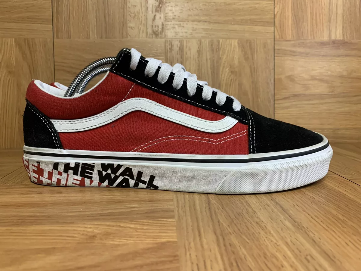 RARE VANS Old Skool Spell Out Black Red Sz 7.5 Men s Shoes